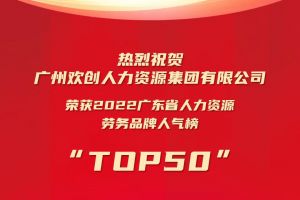 恭喜球友会平台（中国）集团荣获“2022广东省人力资源劳务品牌人气榜TOP